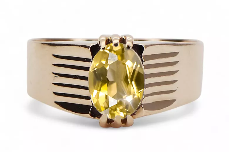 Yellow Peridot Original Vintage 14K Rose Gold Ring Vintage style vrc007r